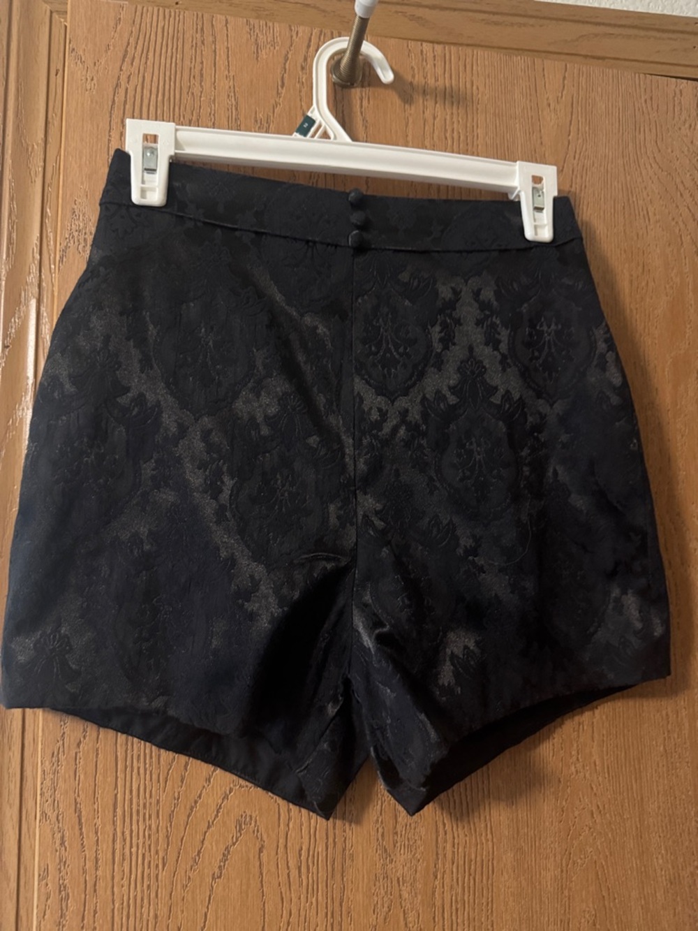 Rachel Allan Black Jacquard High-Waist Dress Shorts